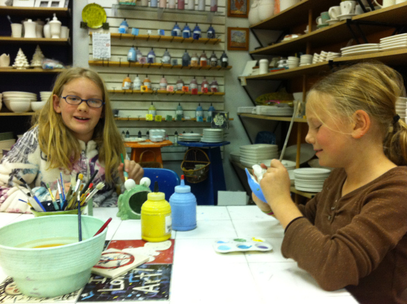 Annabelle and Naomi at Ceramics Shop Annabelle and Naomi
